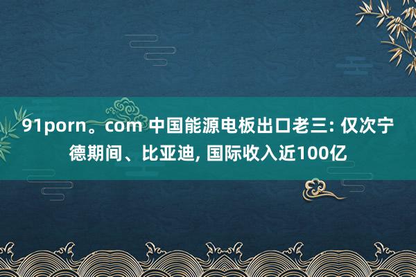 91porn。com 中国能源电板出口老三: 仅次宁德期间、比亚迪, 国际收入近100亿