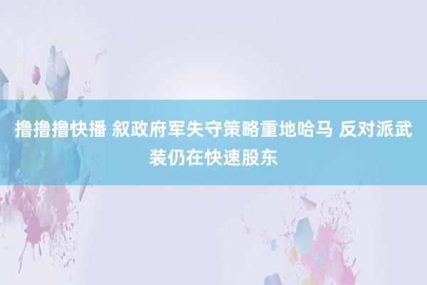 撸撸撸快播 叙政府军失守策略重地哈马 反对派武装仍在快速股东
