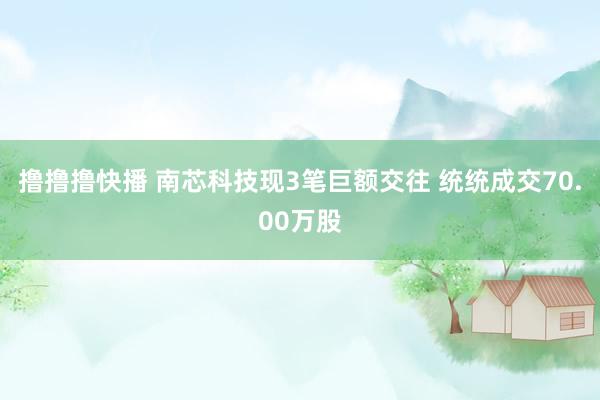撸撸撸快播 南芯科技现3笔巨额交往 统统成交70.00万股