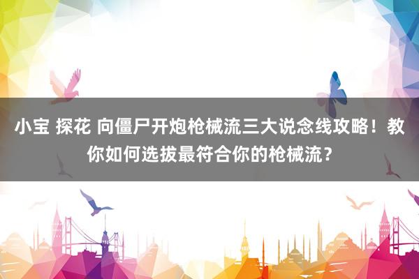 小宝 探花 向僵尸开炮枪械流三大说念线攻略！教你如何选拔最符合你的枪械流？