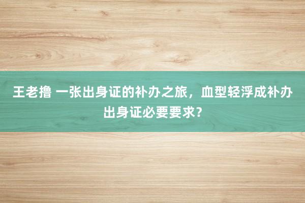 王老撸 一张出身证的补办之旅，血型轻浮成补办出身证必要要求？