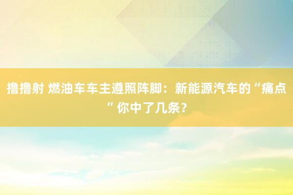 撸撸射 燃油车车主遵照阵脚：新能源汽车的“痛点”你中了几条？
