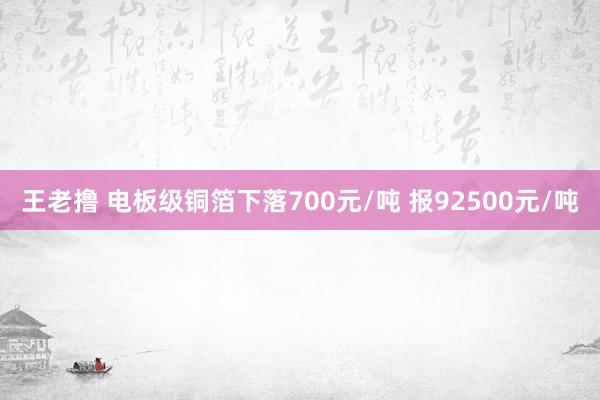 王老撸 电板级铜箔下落700元/吨 报92500元/吨