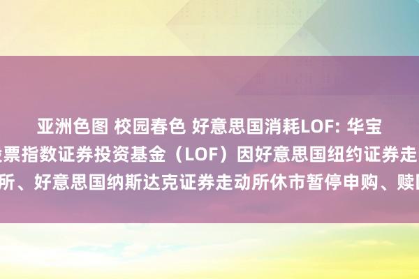 亚洲色图 校园春色 好意思国消耗LOF: 华宝标普好意思国品性消耗股票指数证券投资基金（LOF）因好意思国纽约证券走动所、好意思国纳斯达克证券走动所休市暂停申购、赎回及按期定额投资业务的公告