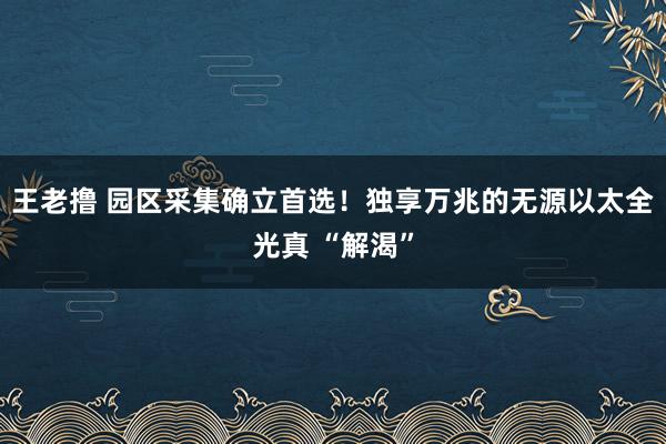 王老撸 园区采集确立首选！独享万兆的无源以太全光真 “解渴”