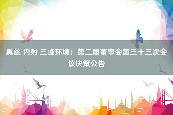 黑丝 内射 三峰环境：第二届董事会第三十三次会议决策公告