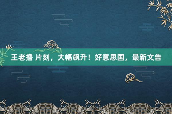 王老撸 片刻，大幅飙升！好意思国，最新文告