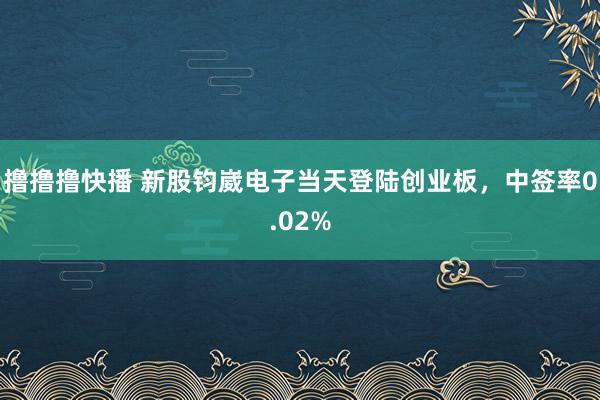 撸撸撸快播 新股钧崴电子当天登陆创业板，中签率0.02%