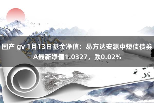 国产 gv 1月13日基金净值：易方达安源中短债债券A最新净值1.0327，跌0.02%