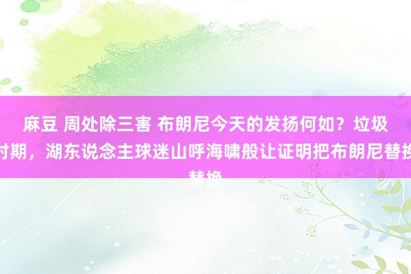 麻豆 周处除三害 布朗尼今天的发扬何如？垃圾时期，湖东说念主球迷山呼海啸般让证明把布朗尼替换