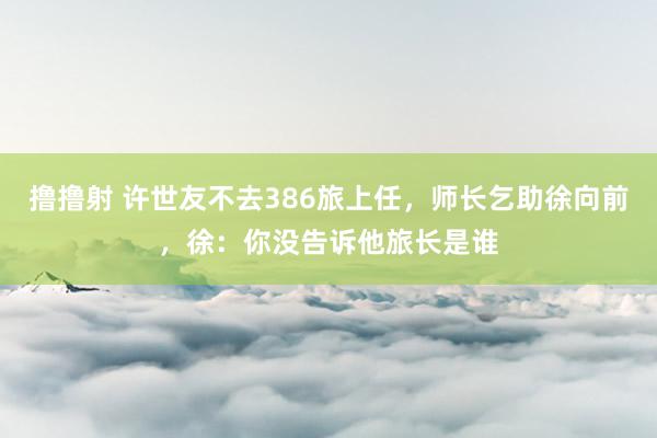 撸撸射 许世友不去386旅上任，师长乞助徐向前，徐：你没告诉他旅长是谁