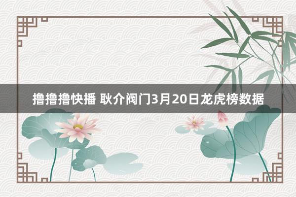 撸撸撸快播 耿介阀门3月20日龙虎榜数据