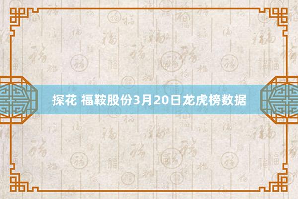 探花 福鞍股份3月20日龙虎榜数据
