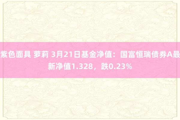 紫色面具 萝莉 3月21日基金净值：国富恒瑞债券A最新净值1.328，跌0.23%