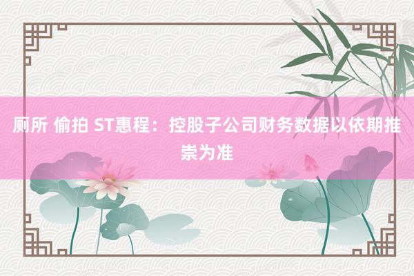 厕所 偷拍 ST惠程：控股子公司财务数据以依期推崇为准
