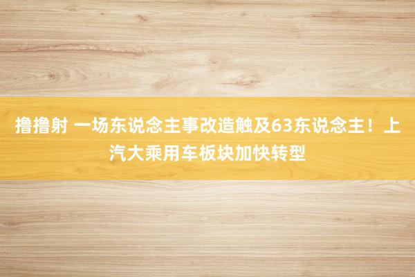 撸撸射 一场东说念主事改造触及63东说念主！上汽大乘用车板块加快转型