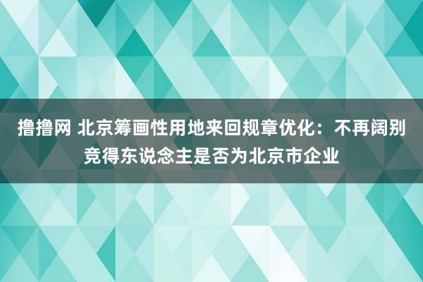 撸撸网 北京筹画性用地来回规章优化：不再阔别竞得东说念主是否为北京市企业