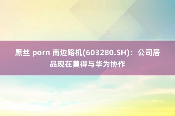黑丝 porn 南边路机(603280.SH)：公司居品现在莫得与华为协作