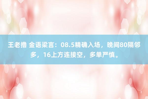 王老撸 金语梁言：08.5精确入场，晚间80隔邻多，16上方连接空，多单严慎。