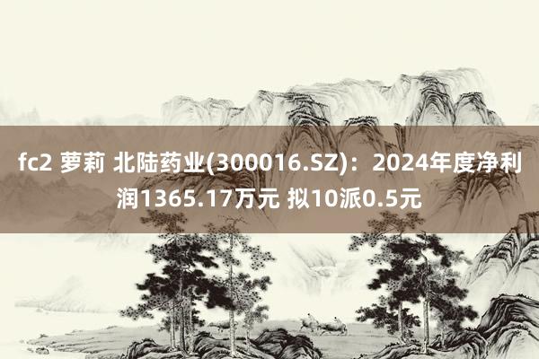 fc2 萝莉 北陆药业(300016.SZ)：2024年度净利润1365.17万元 拟10派0.5元
